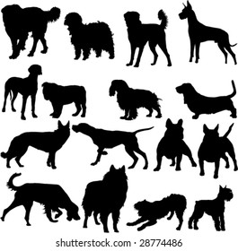 collection of dogs silhouette