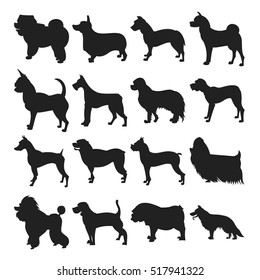 Collection of dogs silhouette