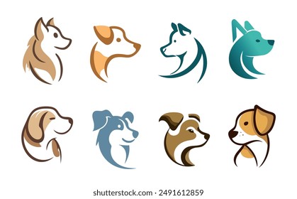 
Collection dogs vector logo in lines