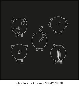 collection of domestic animal icons. illustration for web and mobile