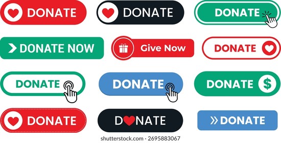 Coleção de Botões de Doação para Interfaces de Web e Aplicativos