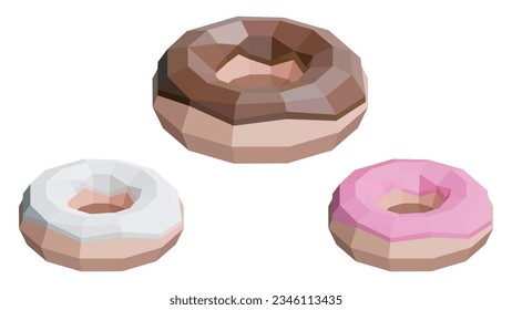 Collection of donuts isolated on white background. Donuts with chocolate frosting and sprinkles. Vector illustration