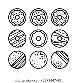Eine Sammlung von Donuts in verschiedenen Designs