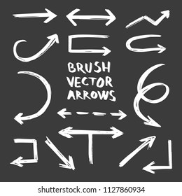 Collection of Doodle Arrows Drawn by Hand on Dark Background, Arrow Set Freehand