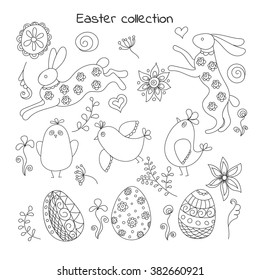 Collection of doodle easter elements