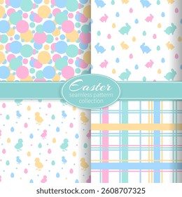 Collection of doodle Easter patterns. Easter seamless pattern, great for textiles, banners, wrappers, wallpapers - vector design- Eps 10