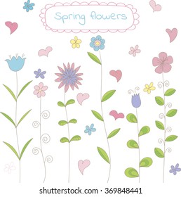 Collection of doodle flowers for design