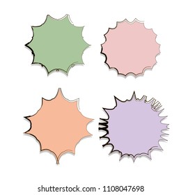 collection of doodle hand drawn starburst icon,symbol,sticker,label,banner in color style.isolated on white background