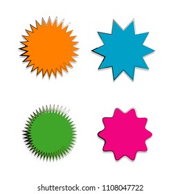 collection of doodle hand drawn starburst icon,symbol,sticker,label,banner in color style.isolated on white background