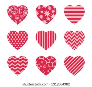 Collection of doodle hearts vector set - Vector illustration
