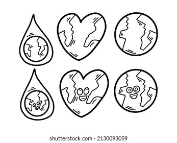 Collection Doodle Illustration of Planet Earth