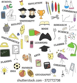 Collection of doodle infographics education elements