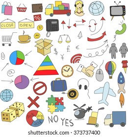 Collection of doodle infographics elements for design