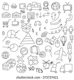 Collection of doodle infographics elements for design