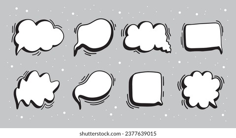 Collection of doodle speech bubbles. Vector empty bubbles isolated.