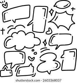 Collection of Doodle Style Speech Bubbles and Icons