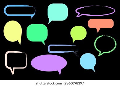 Collection doodle text box. Funny text message shapes. Vector illustration. EPS 10.