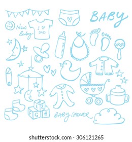 Collection of doodle vector baby icons