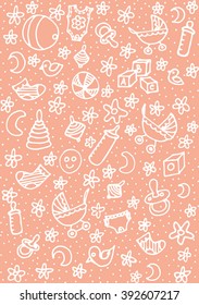 Collection of doodle vector baby icons.Vector Illustration