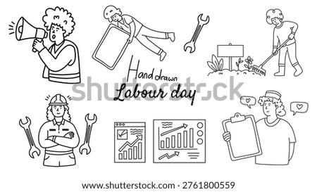 a collection of doodle workers including engineers farmers and medical staff showing appreciation