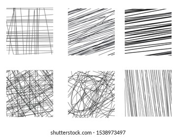 Collection of doodles. Hand drawing vector effect. Scraper elements. Simple illustration for the web, creative project or print production. Hatching sketch.