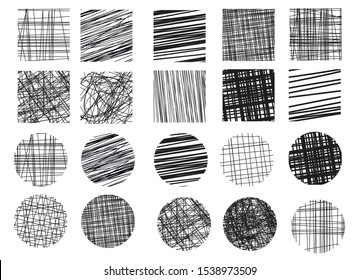 Collection of doodles. Hand drawing vector effect. Scraper elements. Simple illustration for the web, creative project or print production. Hatching sketch.