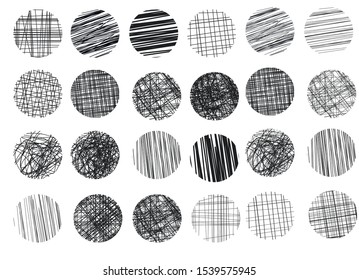 Collection of doodles. Hand drawing vector effect. Scraper elements. Simple illustration for the web, creative project or print production. Hatching sketch.
