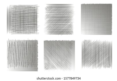 Collection of doodles. Hand drawing vector effect. Scraper elements. Simple illustration for the web, creative project or print production. Hatching sketch.