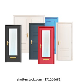 Collection doors isolated on white. Vector design. 