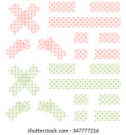 collection of dotted adhesive tapes colored green and red