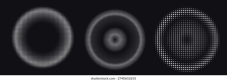 Collection of dotted circle wave vector icons. Ripple circle graphic design elements eps10