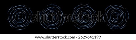 Collection of dotted circle wave vector icons. Ripple circle graphic design elements