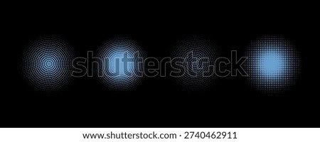 Collection of dotted circle wave vector icons. Ripple circle graphic design elements