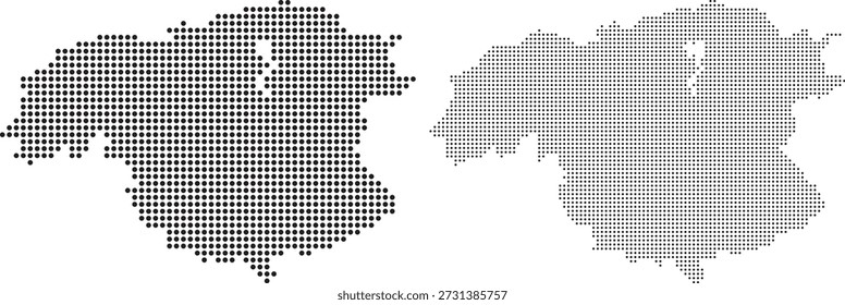 collection of dotted and halftone map silhouettes of bolivar venezuela region for professional geographic and data visualization