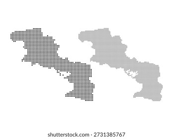 collection of dotted and halftone map silhouettes of aragua venezuela region for professional geographic data visualization