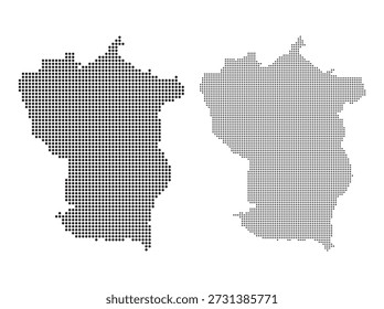 collection of dotted and halftone map silhouettes of cojedes venezuela region for professional geographic data visualization