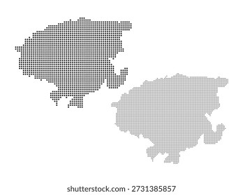 collection of dotted and halftone map silhouettes of lara venezuela region for professional geographic data visualization