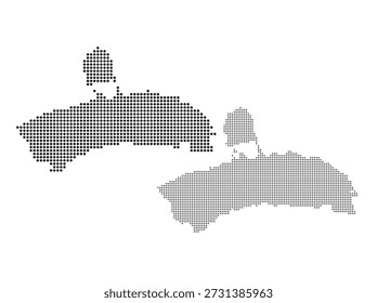 collection of dotted and halftone map silhouettes of falcon venezuela region for professional geographic data visualization
