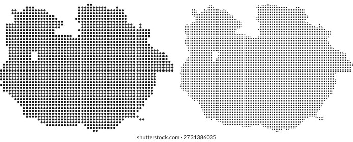 collection of dotted and halftone map silhouettes of guarico venezuela region for professional geographic data visualization