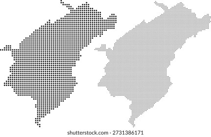 collection of dotted and halftone map silhouettes of merida venezuela region for professional geographic data visualization