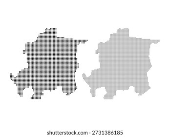 collection of dotted and halftone map silhouettes of yaracuy venezuela region for professional geographic data visualization