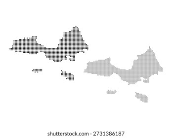 collection of dotted and halftone map silhouettes of nueva esparta venezuela island region for professional geographic data visualization