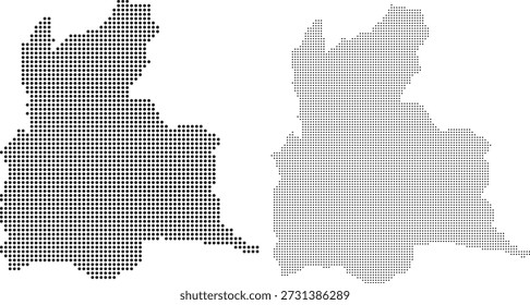 collection of dotted and halftone map silhouettes of tachira venezuela region for professional geographic data visualization