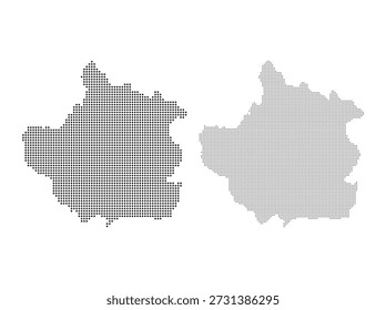 collection of dotted and halftone map silhouettes of trujillo venezuela region for professional geographic data visualization