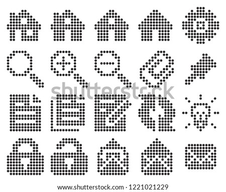 Collection of dotted icons: User interface. Set #1