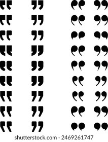 Collection of double inverted comma background for web or talk vector, quotation vector set