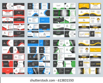 Collection of double sided business card vector templates. Stationery design vector set