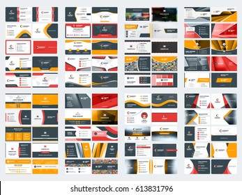 Collection of double sided business card vector templates. Stationery design vector set