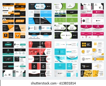 Colección de plantillas vectoriales de tarjetas de visita de doble cara. Conjunto de vectores de diseño de estacionaciones