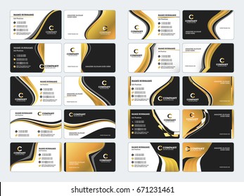 Collection of double-sided business card vector templates. Stationery design vector set